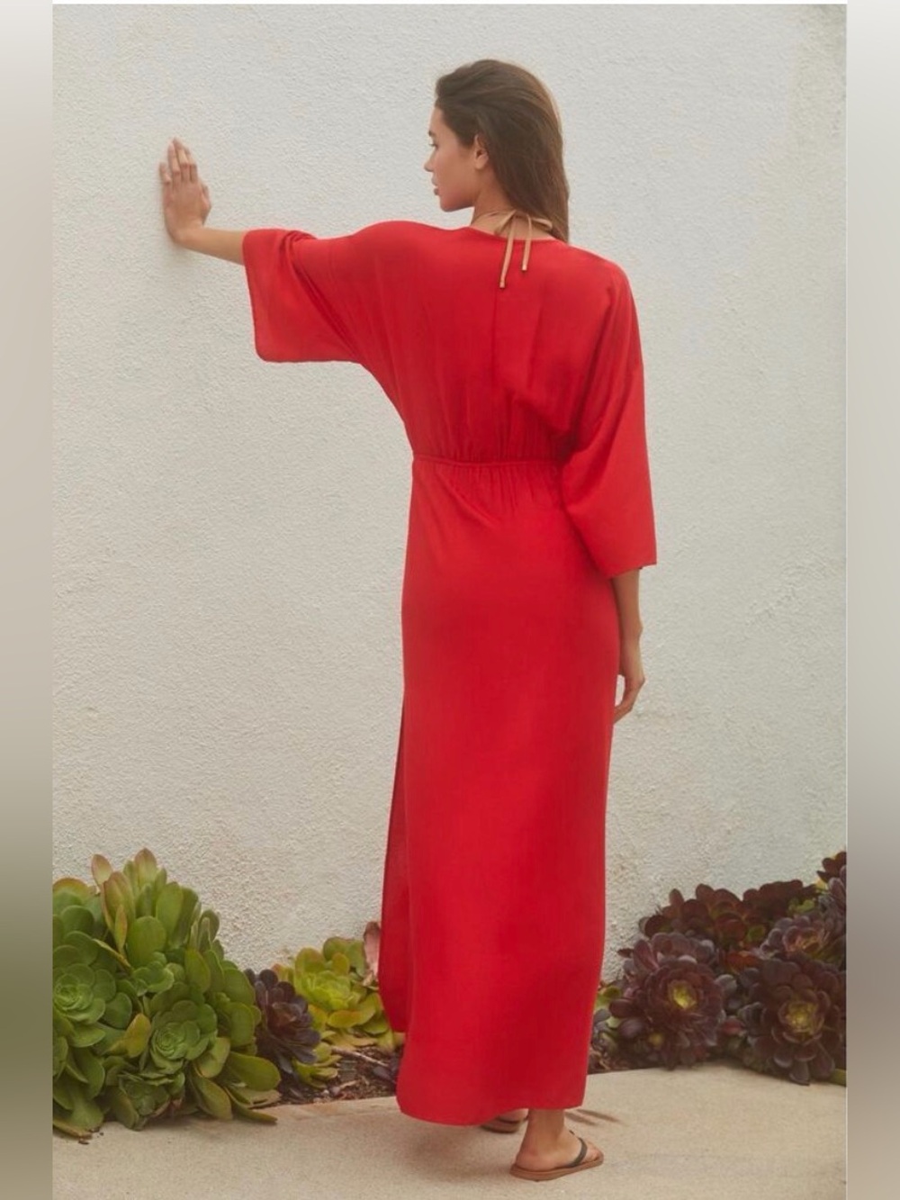 NWT Red Cutout Tie-Front Maxi Dress Cover-up - Picture 3 of 7